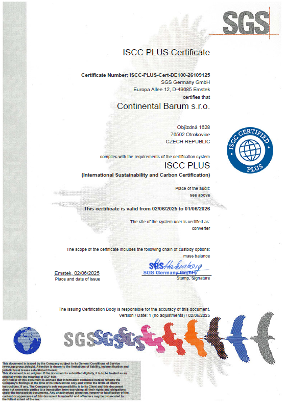 Certifikát ISCC Plus